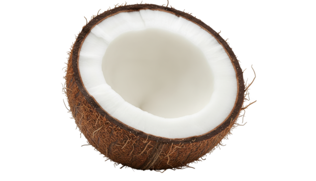 Half of coconut isolated on transparent background, tropical fruit, healthy food - Powered by Adobe