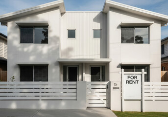 Brand New Duplex Available For Lease Or Rent With A 'For Rent' Signboard.