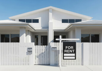 Housing Opportunity In A Modern Community With A 'For Rent' Signboard.