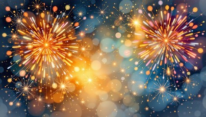 Vibrant Fireworks Display Over Night