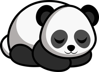 a flat-style vector icon of a cute panda curled up sleeping peacefully, no background.