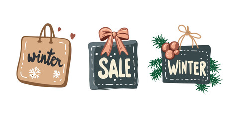 Naklejka premium vector illustration winter sale promotional banner