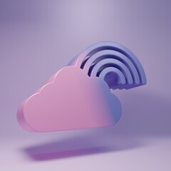 Fototapeta premium Purple Rainbow with clouds icon isolated on purple background. Minimalism concept. 3D render illustration