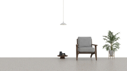Fototapeta premium 3D Render a chair and a plant in a room