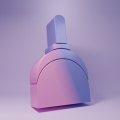 Purple Dustpan icon isolated on purple background. Cleaning scoop services. Minimalism concept. 3D render illustration