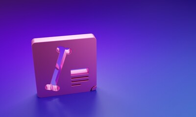 Pink X-ray shots icon isolated on purple-blue background. Minimalism concept. 3D render illustration