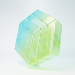 Frosted glass Bale of hay icon isolated on white background. Minimalism concept. 3D render illustration