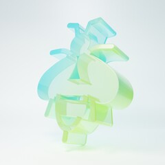 Frosted glass Bee icon isolated on white background. Sweet natural food. Honeybee or apis with wings symbol. Flying insect. Minimalism concept. 3D render illustration