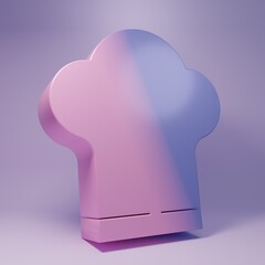 Purple Chef hat icon isolated on purple background. Cooking symbol. Cooks hat. Minimalism concept. 3D render illustration