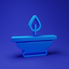 Blue Aroma lamp icon isolated on blue background. Minimalism concept. 3D render illustration