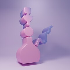 Purple Hookah icon isolated on purple background. Minimalism concept. 3D render illustration