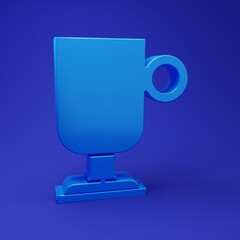 Blue Irish coffee icon isolated on blue background. Minimalism concept. 3D render illustration