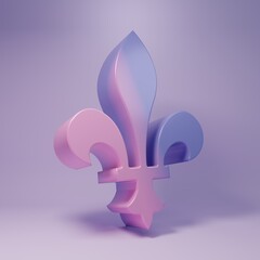 Purple Fleur De Lys icon isolated on purple background. Minimalism concept. 3D render illustration