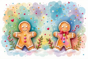 Festive Gingerbread Cookies with Holiday Decorations and Confetti