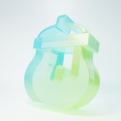 Frosted glass Jar of honey icon isolated on white background. Food bank. Sweet natural food symbol. Minimalism concept. 3D render illustration