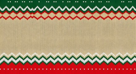 Christmas knitted pattern with zigzag ornament and stripes
