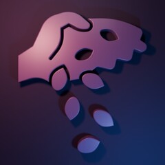 Purple Seeds of a specific plant icon isolated on purple-blue background. Minimalism concept. 3D render illustration