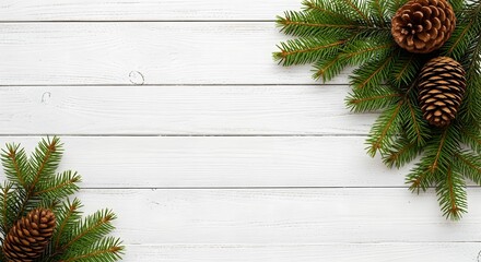 Christmas fir branch and pine cone isolated on white background