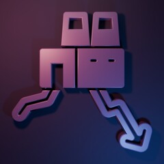 Purple Shutdown of factory icon isolated on purple-blue background. Industrial building. Minimalism concept. 3D render illustration