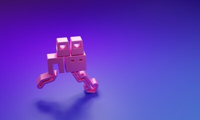Fototapeta premium Pink Shutdown of factory icon isolated on purple-blue background. Industrial building. Minimalism concept. 3D render illustration