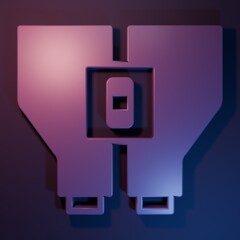 Purple Binoculars icon isolated on purple-blue background. Find software sign. Spy equipment symbol. Minimalism concept. 3D render illustration
