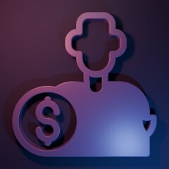 Purple Buy football or soccer player icon isolated on purple-blue background. Minimalism concept. 3D render illustration