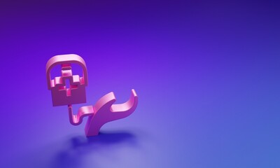 Pink Blood donation icon isolated on purple-blue background. Minimalism concept. 3D render illustration