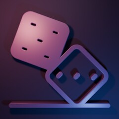 Purple Game dice icon isolated on purple-blue background. Casino gambling. Minimalism concept. 3D render illustration