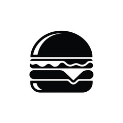 Fototapeta premium Black and White Burger Icon with Melted Cheese Illustration Design