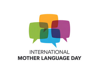 inclusive mother language day design with overlapping speech bubbles and clean text
