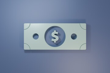 Grey Stacks paper money cash icon isolated on purple-blue background. Money banknotes stacks. Bill currency. Minimalism concept. 3D render illustration