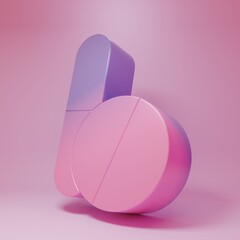 Purple-pink Medicine pill or tablet icon isolated on pink background. Corona virus 2019-nCoV. Capsule pill and drug sign. Pharmacy design. Minimalism concept. 3D render illustration