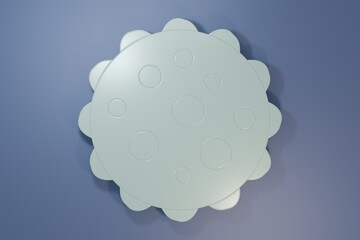 Grey Virus icon isolated on purple-blue background. Corona virus 2019-nCoV. Bacteria and germs, cell cancer, microbe, fungi. Minimalism concept. 3D render illustration