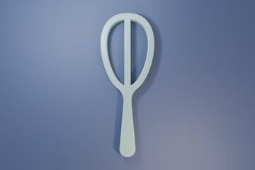 Grey Kitchen whisk icon isolated on purple-blue background. Cooking utensil, egg beater. Cutlery sign. Food mix symbol. Minimalism concept. 3D render illustration