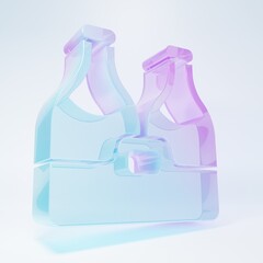 Frosted glass Champagne bottle icon isolated on white background. Merry Christmas and Happy New Year. Minimalism concept. 3D render illustration