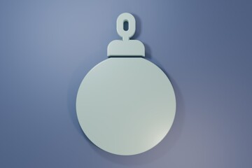 Grey Christmas ball icon isolated on purple-blue background. Merry Christmas and Happy New Year. Minimalism concept. 3D render illustration