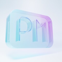 Frosted glass Day time icon isolated on white background. Time symbol. Minimalism concept. 3D render illustration