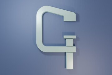 Grey Clamp and screw tool icon isolated on purple-blue background. Locksmith tool. Minimalism concept. 3D render illustration