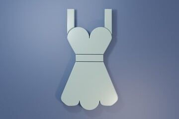 Grey Woman dress icon isolated on purple-blue background. Clothes sign. Minimalism concept. 3D render illustration