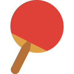 Red Ping Pong Paddle with Wooden Handle Isolated on Transparent Background