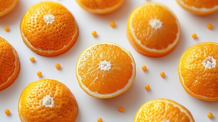 a playful dotted background with randomly placed yellow dots on white background and white surface, clean focus