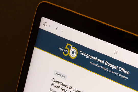 Portland, OR, USA - Nov 2, 2025: Homepage of the Congressional Budget Office (CBO), a federal agency within the legislative branch of the United States government, is seen on the screen of a computer.
