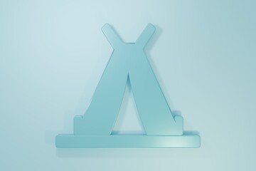 Blue Traditional indian teepee or wigwam icon isolated on blue background. Indian tent. Minimalism concept. 3D render illustration © Vadim