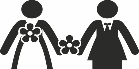 Elegant lesbian wedding icon design symbolizing commitment and love, perfect for invitations, websites, and inclusive event promotions with modern style