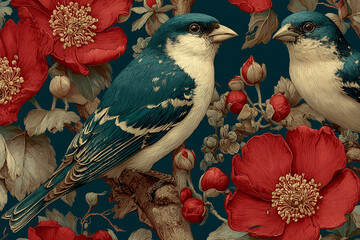Bird on the floral background