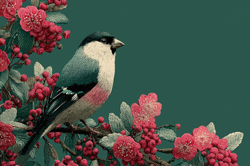 Bird on the floral background
