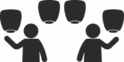 People releasing sky lanterns, symbolizing wishes, dreams, and celebrations, perfect for festive events, cultural traditions, and peaceful moments