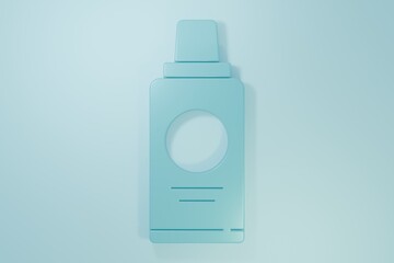 Blue Bottle of shampoo icon isolated on blue background. Minimalism concept. 3D render illustration