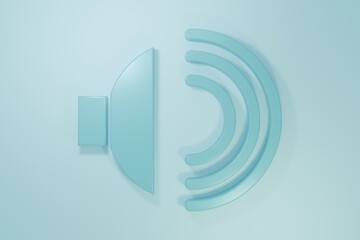 Blue Speaker volume, audio voice sound symbol, media music icon isolated on blue background. Minimalism concept. 3D render illustration