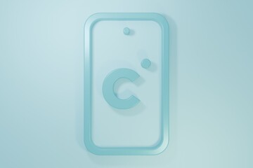 Blue Celsius icon isolated on blue background. Minimalism concept. 3D render illustration
